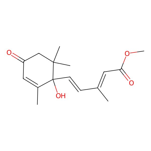 2D Structure of (2Z,4E)-methyl 5-((S)-1-hydroxy-2,6,6-trimethyl-4-oxocyclohex-2-en-1-yl)-3-methylpenta-2,4-dienoate