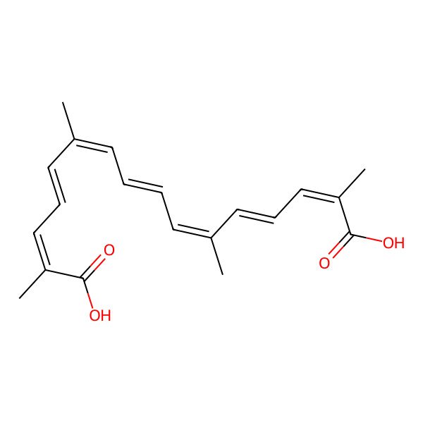 2D Structure of (2Z,4E,6Z,8E,10E,12E,14Z)-2,6,11,15-tetramethylhexadeca-2,4,6,8,10,12,14-heptaenedioic acid