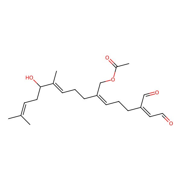 2D Structure of [(2Z,5E,7R)-2-[(E)-4-formyl-6-oxohex-4-enylidene]-7-hydroxy-6,10-dimethylundeca-5,9-dienyl] acetate