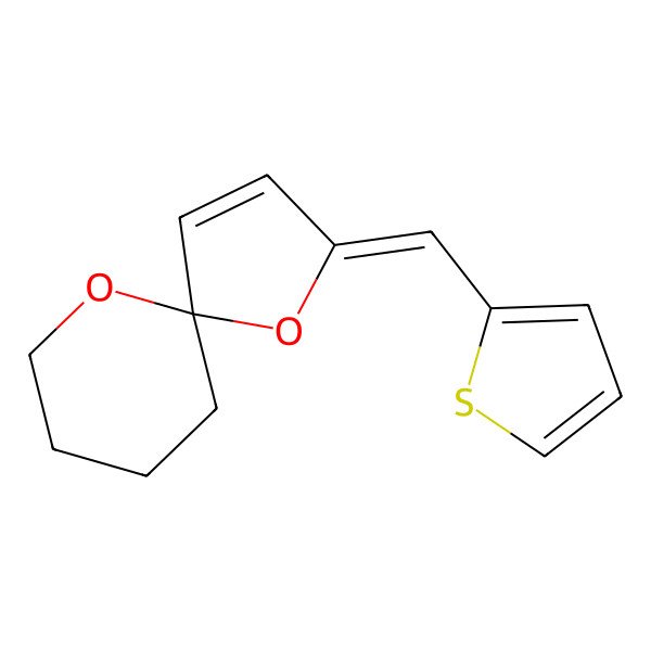 2D Structure of (2Z,5R)-2-(thiophen-2-ylmethylidene)-1,10-dioxaspiro[4.5]dec-3-ene