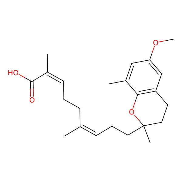2D Structure of (2Z,6E)-9-(6-methoxy-2,8-dimethyl-3,4-dihydrochromen-2-yl)-2,6-dimethylnona-2,6-dienoic acid