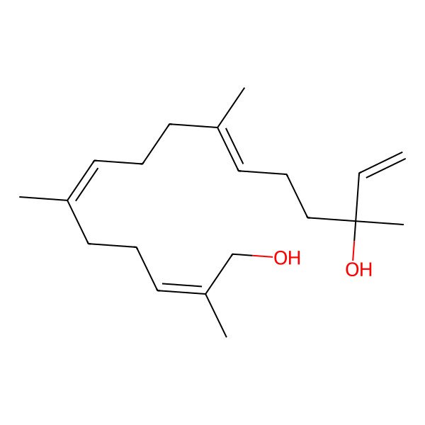 2D Structure of (2Z,6E,10E,14R)-2,6,10,14-tetramethylhexadeca-2,6,10,15-tetraene-1,14-diol