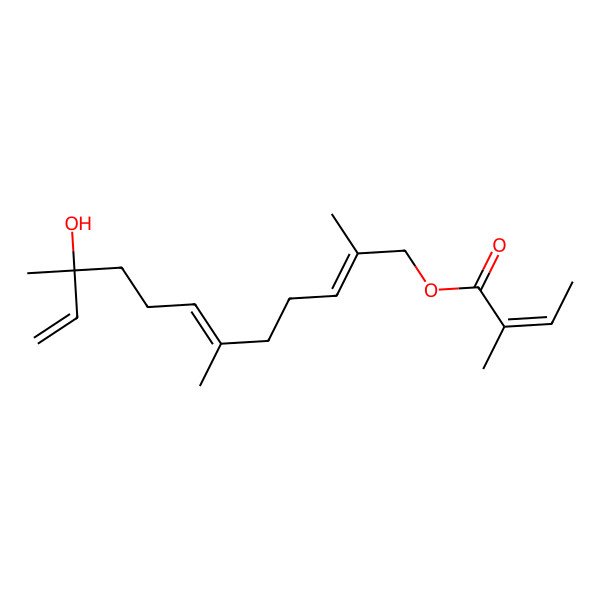 2D Structure of [(2Z,6E,10S)-10-hydroxy-2,6,10-trimethyldodeca-2,6,11-trienyl] (Z)-2-methylbut-2-enoate