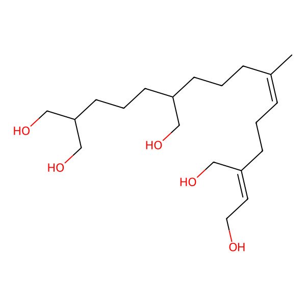 2D Structure of (2Z,6E,11R)-3,11,15-tris(hydroxymethyl)-7-methylhexadeca-2,6-diene-1,16-diol