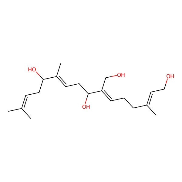 2D Structure of (2Z,6E,8R,10E,12R)-7-(hydroxymethyl)-3,11,15-trimethylhexadeca-2,6,10,14-tetraene-1,8,12-triol