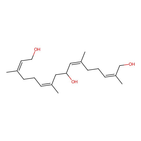 2D Structure of (2Z,6E,8R,10E,14Z)-2,6,10,14-tetramethylhexadeca-2,6,10,14-tetraene-1,8,16-triol 2D Structure of (2Z,6E,8R,10E,14Z)-2,6,10,14-tetramethylhexadeca-2,6,10,14-tetraene-1,8,16-triol