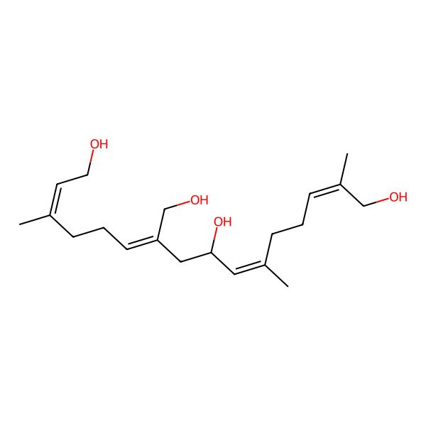2D Structure of (2Z,6E,8R,10Z,14Z)-10-(hydroxymethyl)-2,6,14-trimethylhexadeca-2,6,10,14-tetraene-1,8,16-triol 2D Structure of (2Z,6E,8R,10Z,14Z)-10-(hydroxymethyl)-2,6,14-trimethylhexadeca-2,6,10,14-tetraene-1,8,16-triol