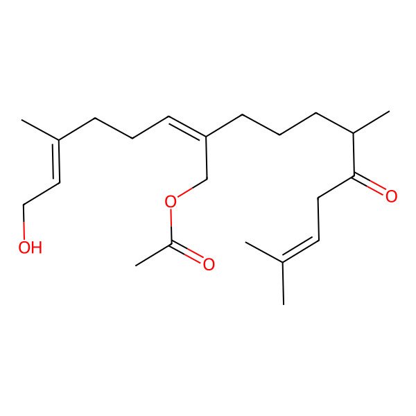 2D Structure of [(2Z,6S)-2-[(E)-6-hydroxy-4-methylhex-4-enylidene]-6,10-dimethyl-7-oxoundec-9-enyl] acetate