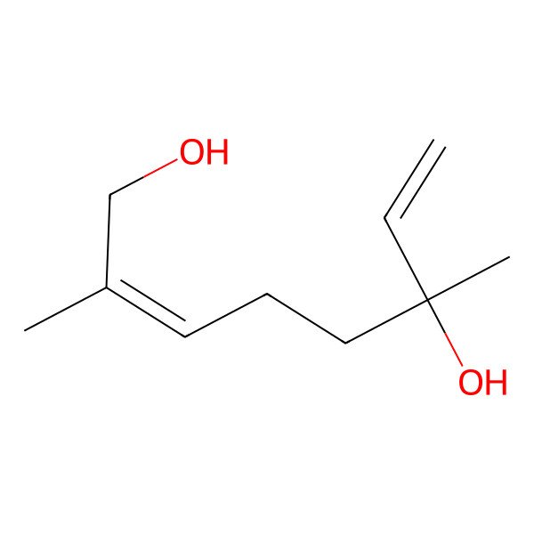 2D Structure of (2Z,6S)-2,6-dimethylocta-2,7-diene-1,6-diol