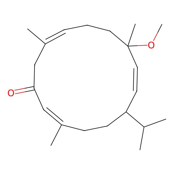 2D Structure of (2Z,6S,7E,9R,12E)-9-methoxy-3,9,13-trimethyl-6-propan-2-ylcyclotetradeca-2,7,12-trien-1-one