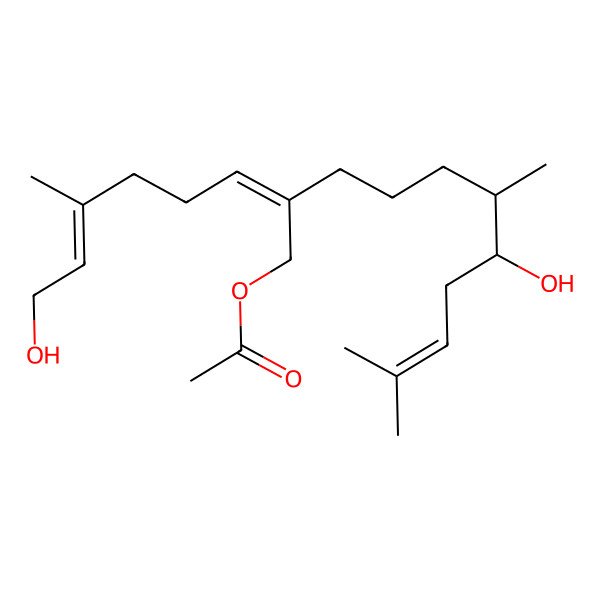 2D Structure of [(2Z,6S,7R)-7-hydroxy-2-[(E)-6-hydroxy-4-methylhex-4-enylidene]-6,10-dimethylundec-9-enyl] acetate