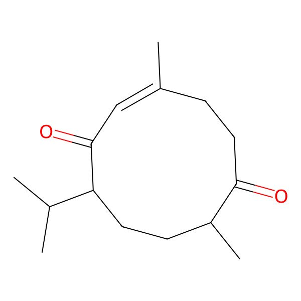 2D Structure of (2Z,7S,10R)-3,7-dimethyl-10-propan-2-ylcyclodec-2-ene-1,6-dione