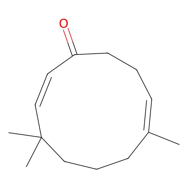 2D Structure of (2Z,8Z)-4,4,8-trimethylcycloundeca-2,8-dien-1-one 2D Structure of (2Z,8Z)-4,4,8-trimethylcycloundeca-2,8-dien-1-one