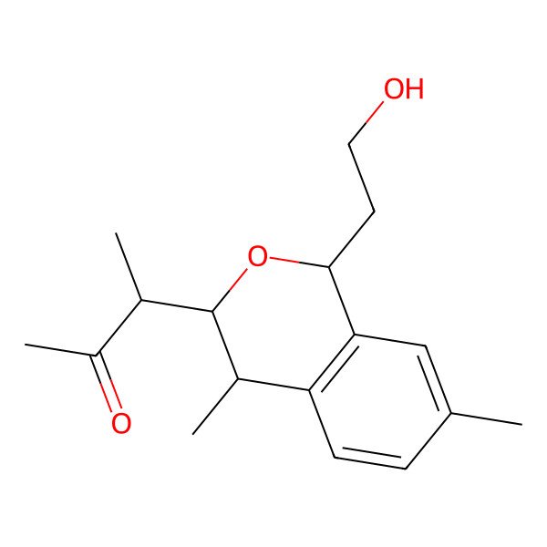2D Structure of 3-[1-(2-hydroxyethyl)-4,7-dimethyl-3,4-dihydro-1H-isochromen-3-yl]butan-2-one