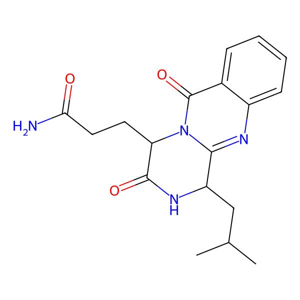 2D Structure of 3-[1-(2-methylpropyl)-3,6-dioxo-2,4-dihydro-1H-pyrazino[2,1-b]quinazolin-4-yl]propanamide