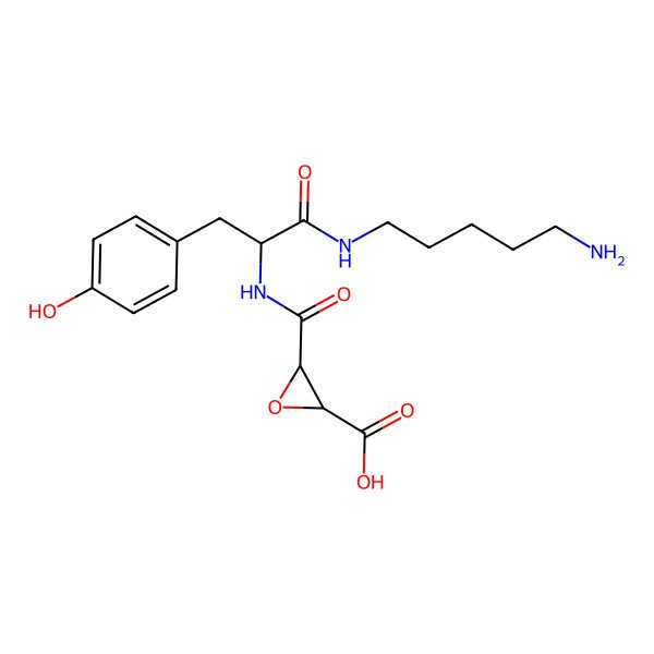 2D Structure of 3-[[1-(5-Aminopentylamino)-3-(4-hydroxyphenyl)-1-oxopropan-2-yl]carbamoyl]oxirane-2-carboxylic acid