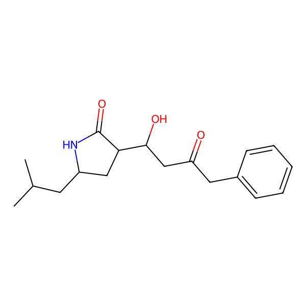 2D Structure of 3-(1-Hydroxy-3-oxo-4-phenylbutyl)-5-(2-methylpropyl)pyrrolidin-2-one