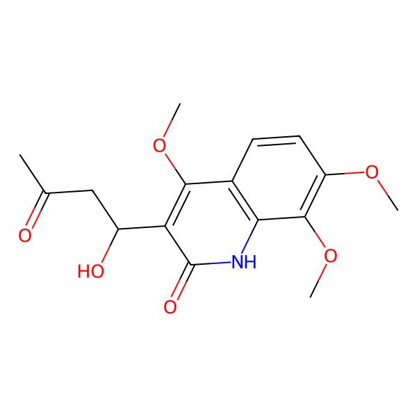2D Structure of 3-(1-hydroxy-3-oxobutyl)-4,7,8-trimethoxy-1H-quinolin-2-one 2D Structure of 3-(1-hydroxy-3-oxobutyl)-4,7,8-trimethoxy-1H-quinolin-2-one
