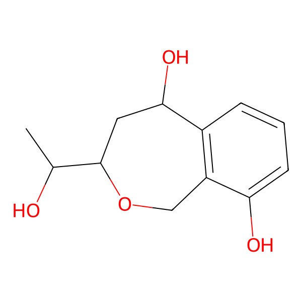 2D Structure of 3-(1-Hydroxyethyl)-1,3,4,5-tetrahydro-2-benzoxepine-5,9-diol