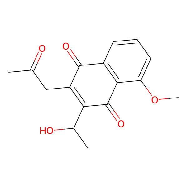 2D Structure of 3-(1-Hydroxyethyl)-5-methoxy-2-(2-oxopropyl)naphthalene-1,4-dione