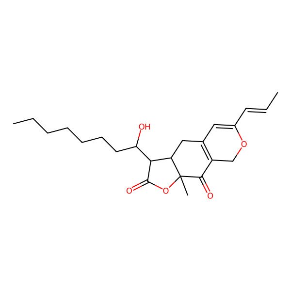 2D Structure of 3-(1-Hydroxyoctyl)-9a-methyl-6-prop-1-enyl-3,3a,4,8-tetrahydrofuro[3,2-g]isochromene-2,9-dione