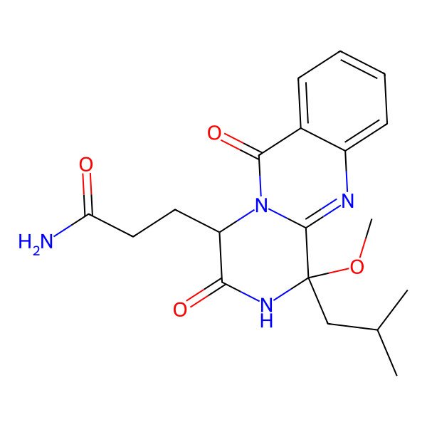 2D Structure of 3-[1-Methoxy-1-(2-methylpropyl)-3,6-dioxo-2,4-dihydropyrazino[2,1-b]quinazolin-4-yl]propanamide