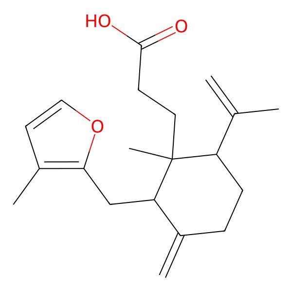 2D Structure of 3-[1-Methyl-2-[(3-methylfuran-2-yl)methyl]-3-methylidene-6-prop-1-en-2-ylcyclohexyl]propanoic acid