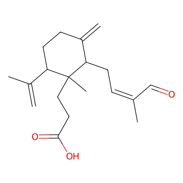 2D Structure of 3-[1-Methyl-3-methylidene-2-(3-methyl-4-oxobut-2-enyl)-6-prop-1-en-2-ylcyclohexyl]propanoic acid