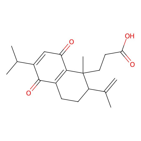 2D Structure of 3-(1-methyl-5,8-dioxo-6-propan-2-yl-2-prop-1-en-2-yl-3,4-dihydro-2H-naphthalen-1-yl)propanoic acid 2D Structure of 3-(1-methyl-5,8-dioxo-6-propan-2-yl-2-prop-1-en-2-yl-3,4-dihydro-2H-naphthalen-1-yl)propanoic acid