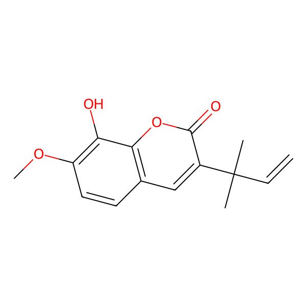 2D Structure of 3-(1,1-Dimethylallyl)-8-hydroxy-7-methoxycoumarin