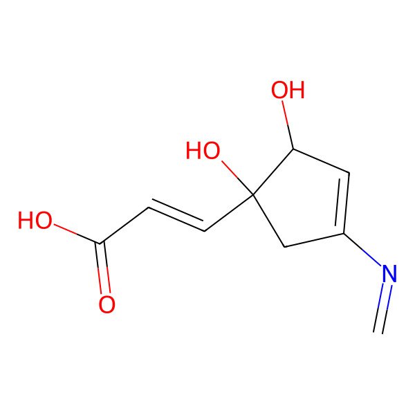 2D Structure of 3-[1,2-Dihydroxy-4-(methylideneamino)cyclopent-3-en-1-yl]prop-2-enoic acid