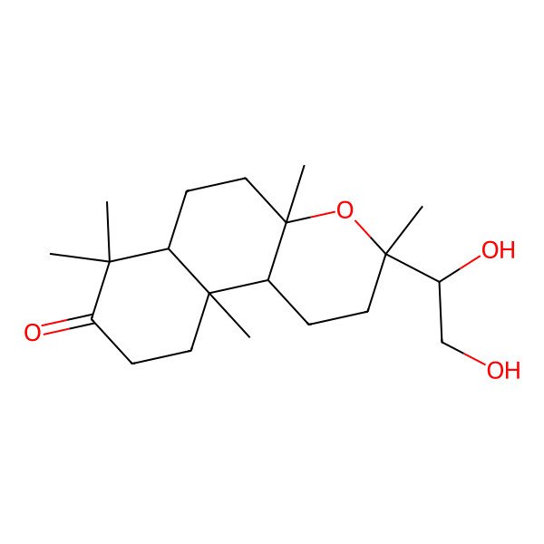 2D Structure of 3-(1,2-Dihydroxyethyl)-3,4a,7,7,10a-pentamethyl-1,2,5,6,6a,9,10,10b-octahydrobenzo[f]chromen-8-one