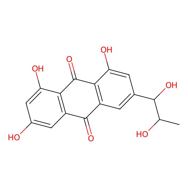 2D Structure of 3-(1,2-Dihydroxypropyl)-1,6,8-trihydroxyanthracene-9,10-dione