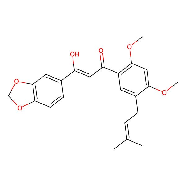 2D Structure of 3-(1,3-Benzodioxol-5-yl)-1-[2,4-dimethoxy-5-(3-methylbut-2-enyl)phenyl]-3-hydroxyprop-2-en-1-one