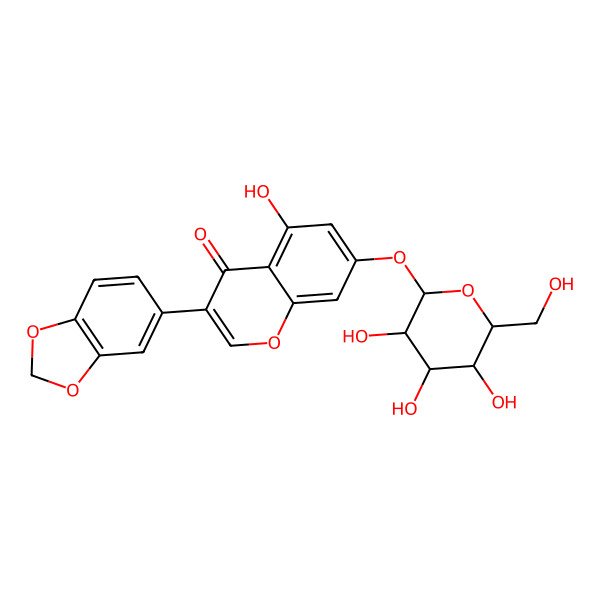 2D Structure of 3-(1,3-Benzodioxol-5-yl)-5-hydroxy-7-[3,4,5-trihydroxy-6-(hydroxymethyl)oxan-2-yl]oxychromen-4-one