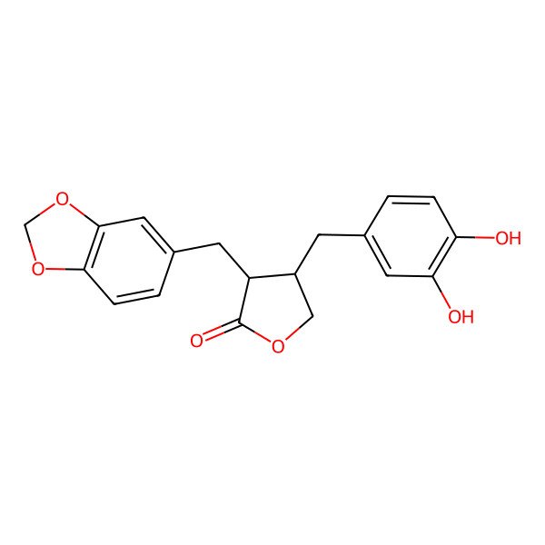 2D Structure of 3-(1,3-Benzodioxol-5-ylmethyl)-4-[(3,4-dihydroxyphenyl)methyl]oxolan-2-one