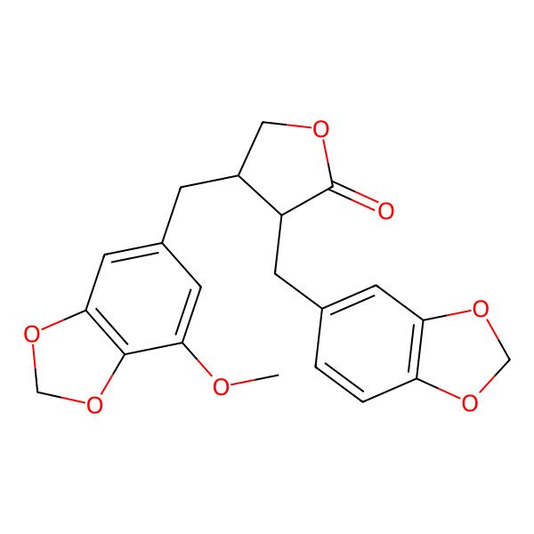 2D Structure of 3-(1,3-Benzodioxol-5-ylmethyl)-4-[(7-methoxy-1,3-benzodioxol-5-yl)methyl]oxolan-2-one