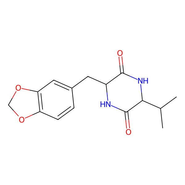 2D Structure of 3-(1,3-Benzodioxol-5-ylmethyl)-6-isopropyl-2,5-diketopiperazine