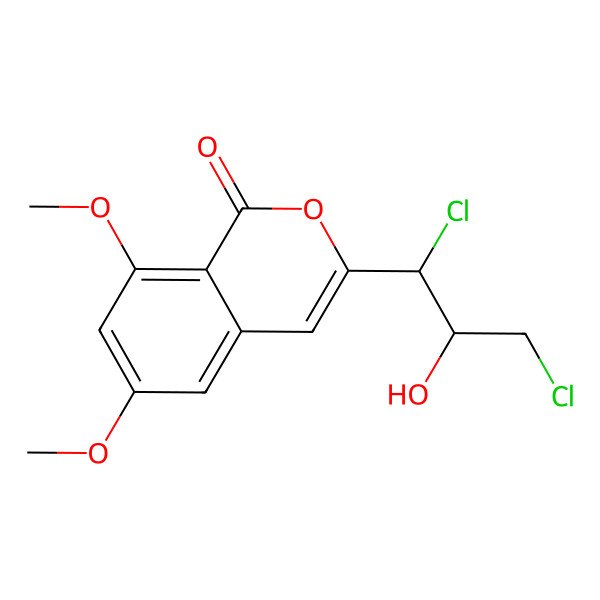 2D Structure of 3-(1,3-Dichloro-2-hydroxypropyl)-6,8-dimethoxyisochromen-1-one