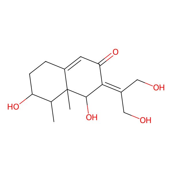2D Structure of 3-(1,3-dihydroxypropan-2-ylidene)-4,6-dihydroxy-4a,5-dimethyl-5,6,7,8-tetrahydro-4H-naphthalen-2-one