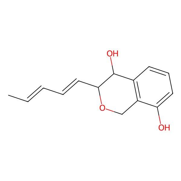 2D Structure of 3-(1',3'-pentadienyl)-3,4-dihydro-1H-2-benzopyran-4,8-diol
