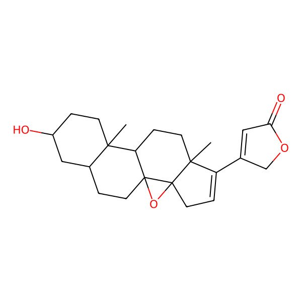 2D Structure of 3-(14-hydroxy-7,11-dimethyl-2-oxapentacyclo[8.8.0.01,3.03,7.011,16]octadec-5-en-6-yl)-2H-furan-5-one