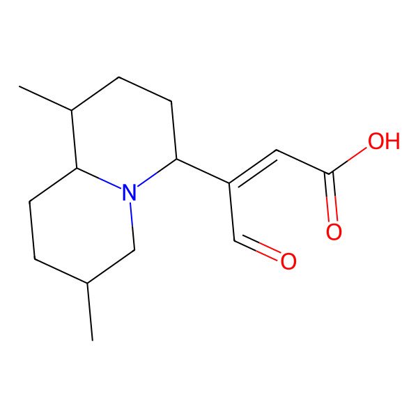 2D Structure of 3-(1,7-dimethyl-2,3,4,6,7,8,9,9a-octahydro-1H-quinolizin-4-yl)-4-oxobut-2-enoic acid