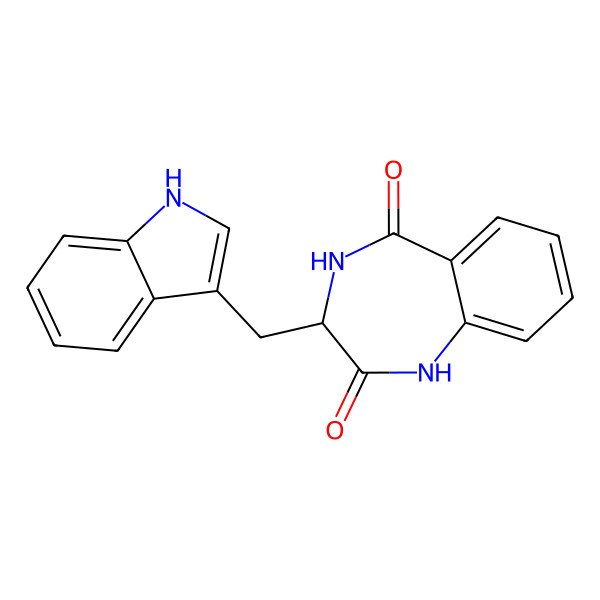 2D Structure of 3-(1H-indol-3-ylmethyl)-3,4-dihydro-1H-1,4-benzodiazepine-2,5-dione