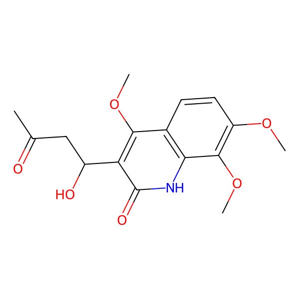 2D Structure of 3-[(1R)-1-hydroxy-3-oxobutyl]-4,7,8-trimethoxy-1H-quinolin-2-one