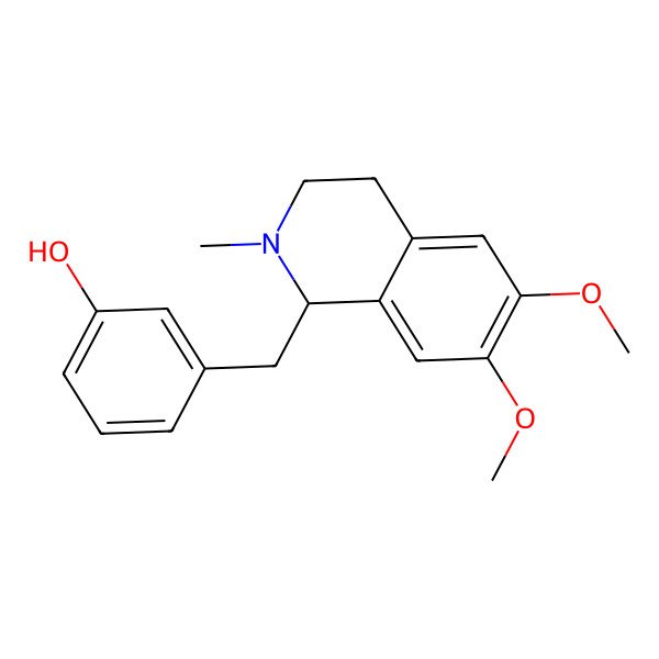 2D Structure of 3-[[(1R)-6,7-dimethoxy-2-methyl-3,4-dihydro-1H-isoquinolin-1-yl]methyl]phenol