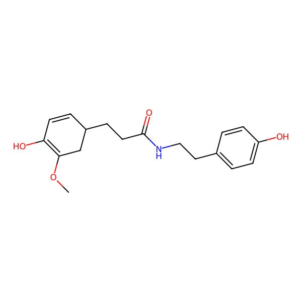 2D Structure of 3-[(1S)-4-hydroxy-5-methoxycyclohexa-2,4-dien-1-yl]-N-[2-(4-hydroxyphenyl)ethyl]propanamide