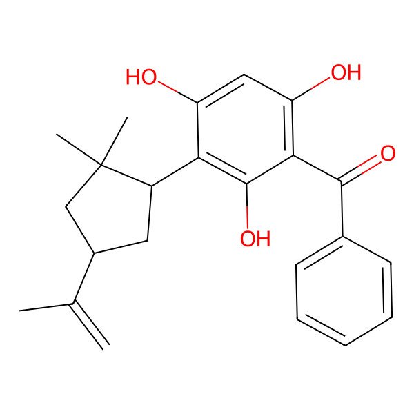 2D Structure of [3-[(1S,4S)-2,2-dimethyl-4-prop-1-en-2-ylcyclopentyl]-2,4,6-trihydroxyphenyl]-phenylmethanone