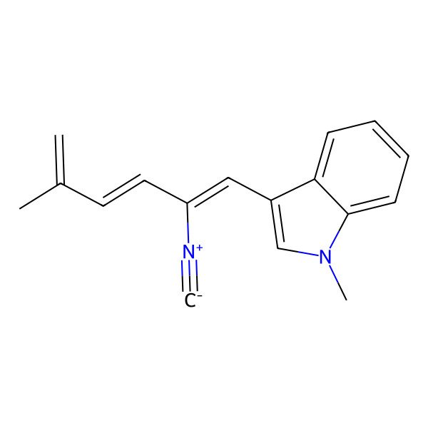 2D Structure of 3-[(1Z,3E)-2-isocyano-5-methylhexa-1,3,5-trienyl]-1-methylindole