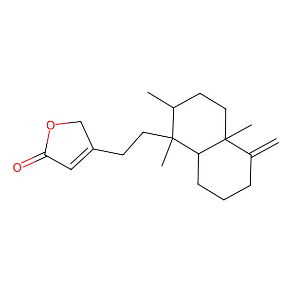 2D Structure of 3-[2-(1,2,4a-trimethyl-5-methylidene-3,4,6,7,8,8a-hexahydro-2H-naphthalen-1-yl)ethyl]-2H-furan-5-one